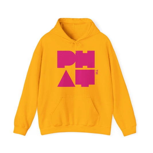 SUDADERA CON CAPUCHA Y LOGO 'PHAT' EN COLOR AMARILLO-ROSA