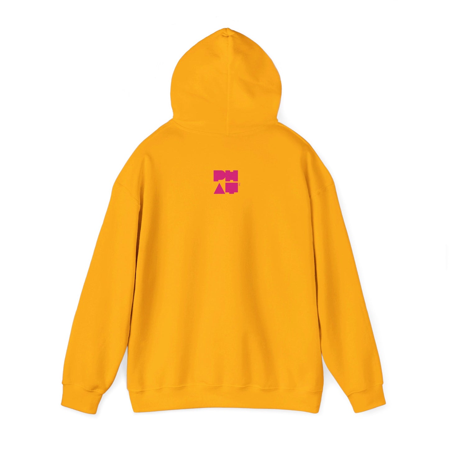 SUDADERA CON CAPUCHA Y LOGO 'PHAT' EN COLOR AMARILLO-ROSA